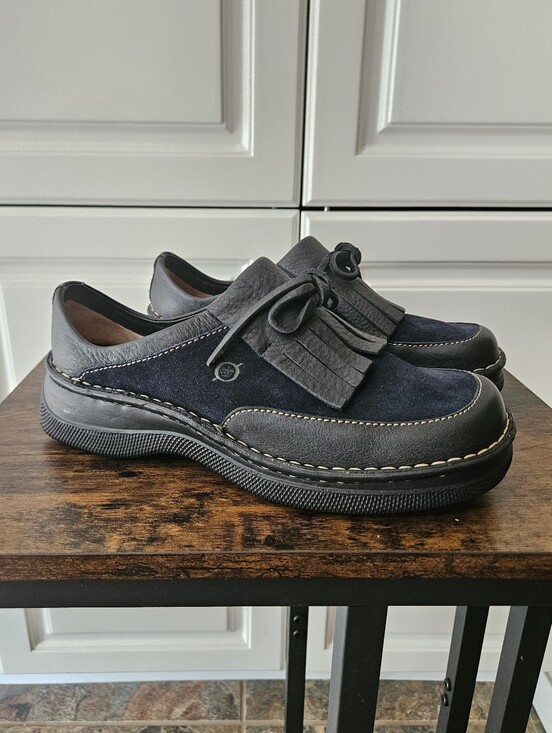 Born Shoes - VTG Born Y2k 90s Alt Grunge Goth Witchy Fringe Kiltie Bow Leather Suede Loafers